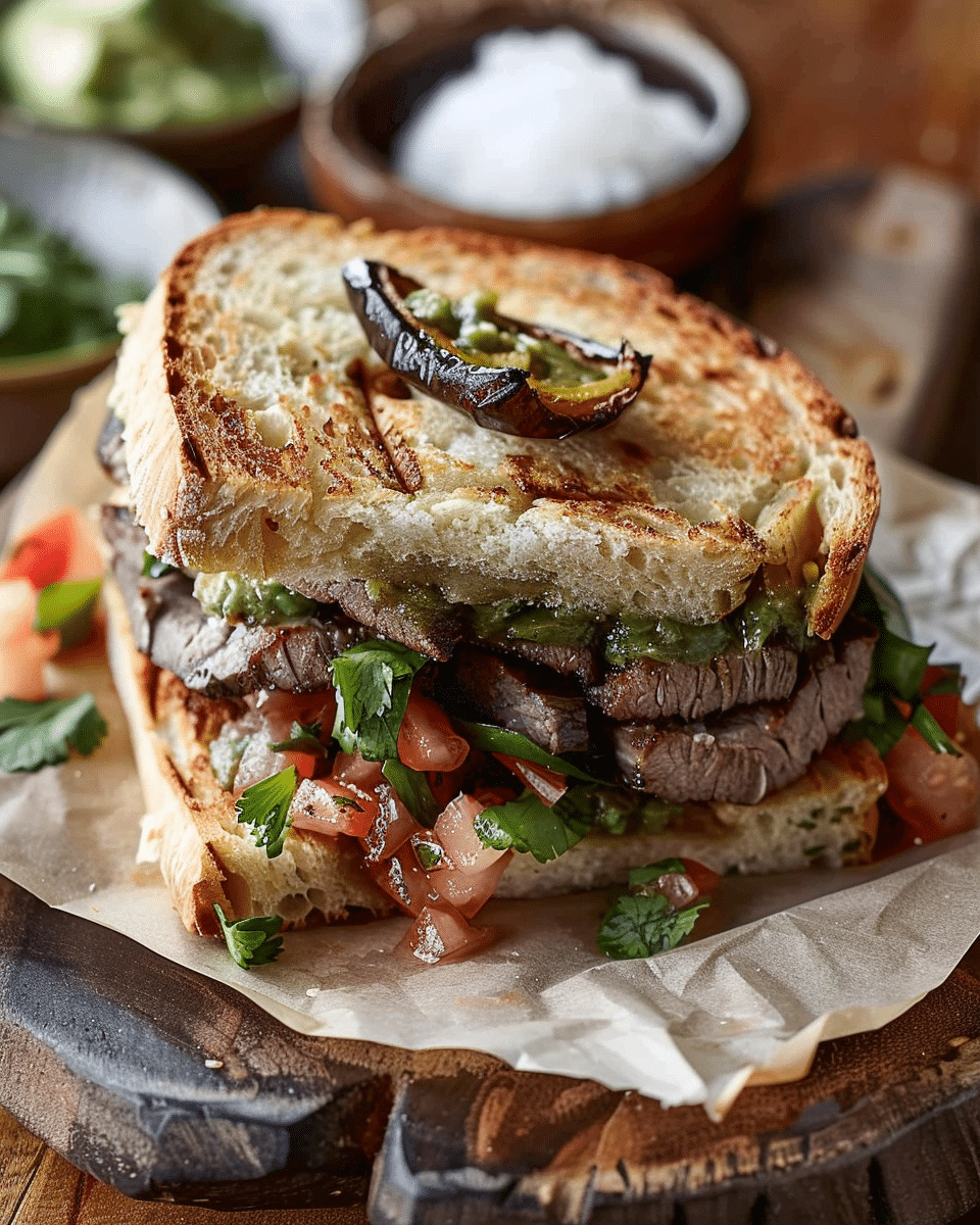 Carne Asada Torta with Roasted Poblano Salsa in 5 Simple Steps