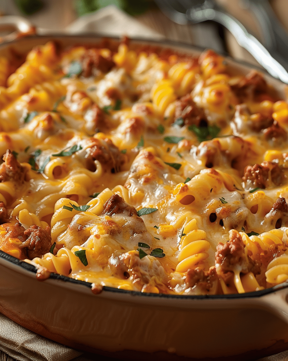 Cheddar Ranch Beef and Corn Pasta Bake Recipe