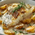 Cod and Potatoes with Rosemary Cream Sauce