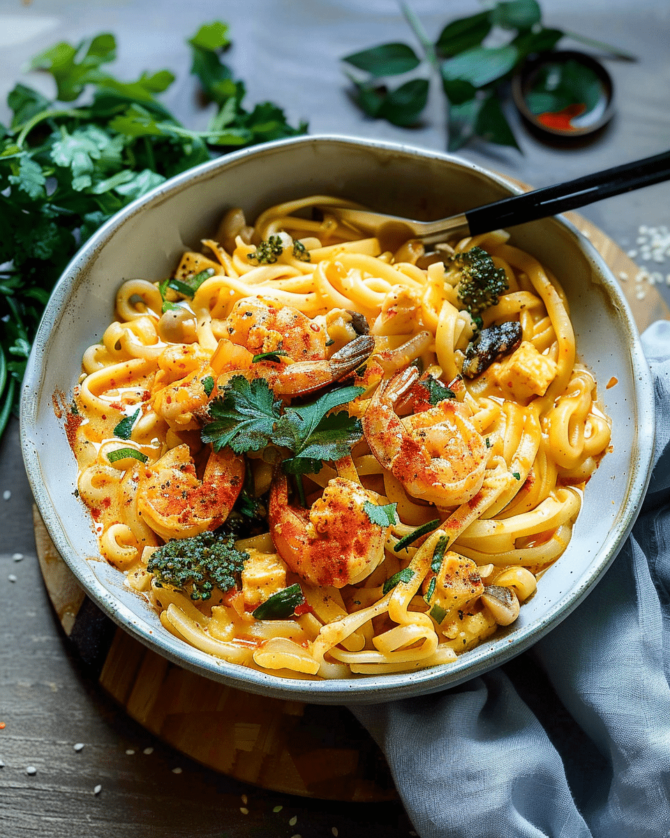 Creamy Tom Yum Udon Noodles