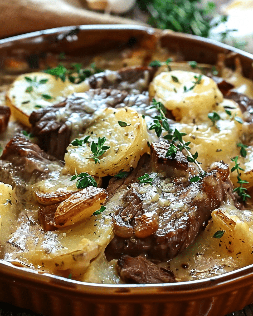 Crockpot Loaded Steak and Potato Bake