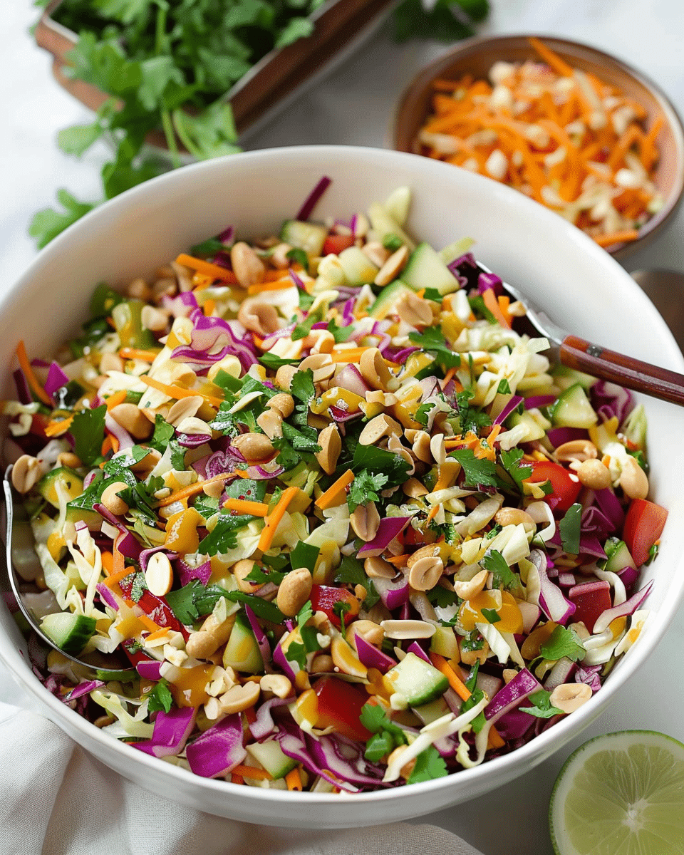 Crunchy Cabbage Salad with Peanut Dressing