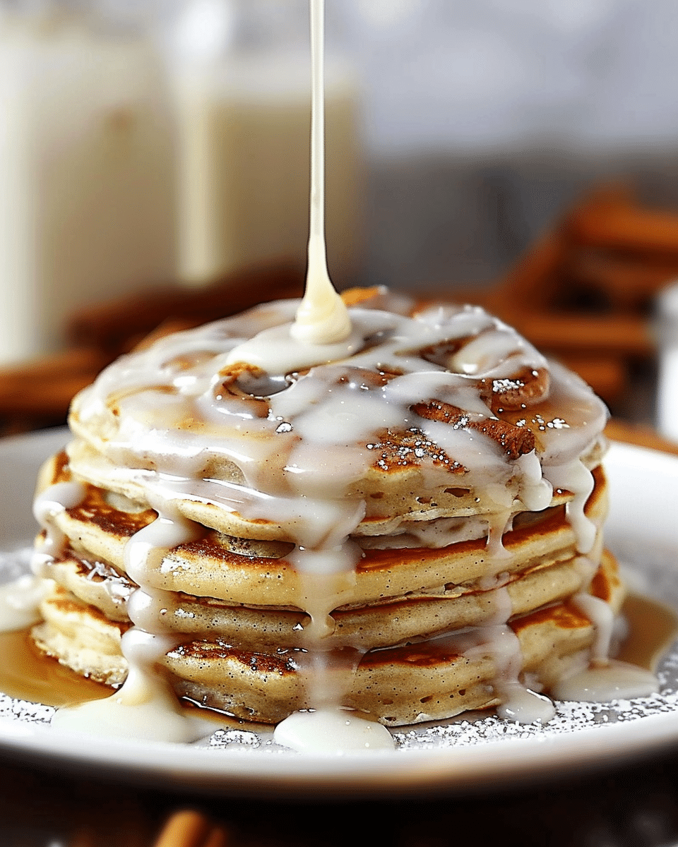 Delicious Cinnamon Roll Pancakes with Creamy Glaze Delight