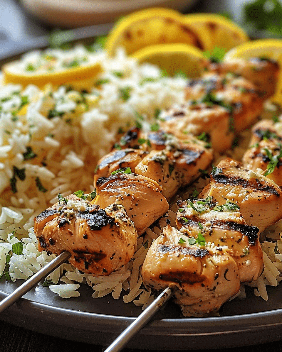 Easy Greek Chicken Souvlaki with Lemon Rice