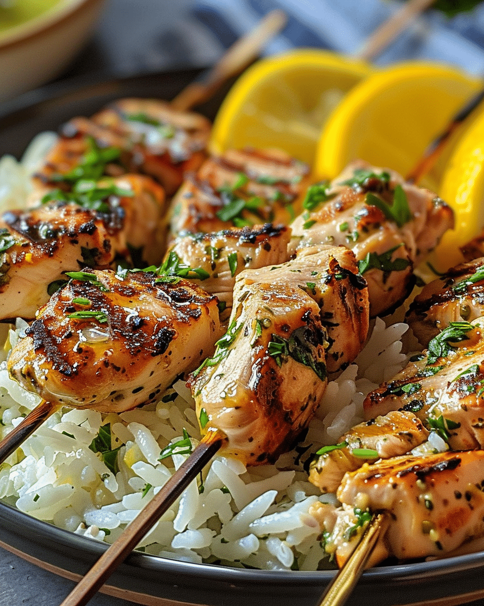 Easy Greek Chicken Souvlaki with Lemon Rice