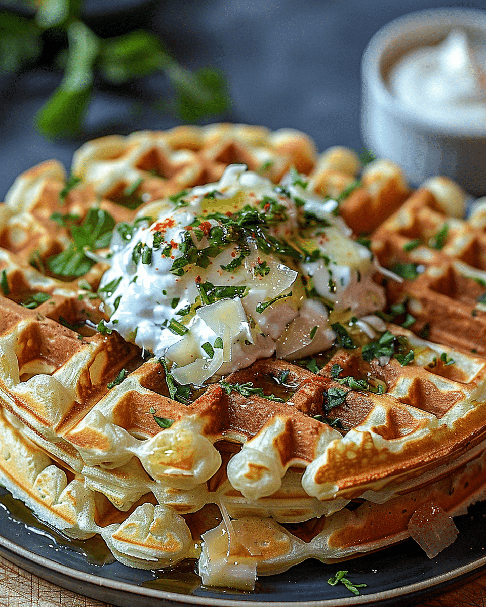 Irresistibly Savory Waffles with Cheese and Herbs Delight