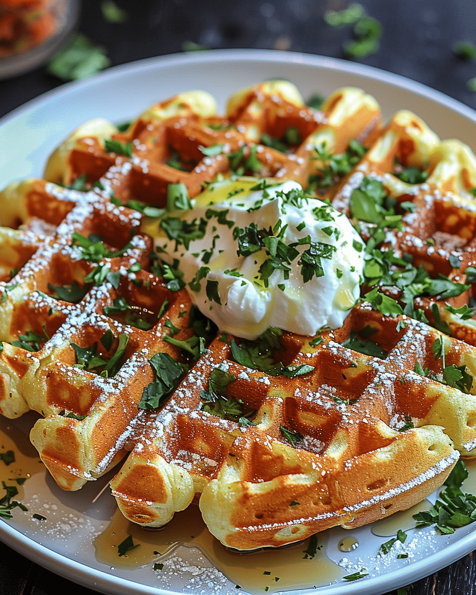 Irresistibly Savory Waffles with Cheese and Herbs Delight
