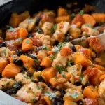 Mexican-Style Chicken, Sweet Potato, and Black Bean Skillet
