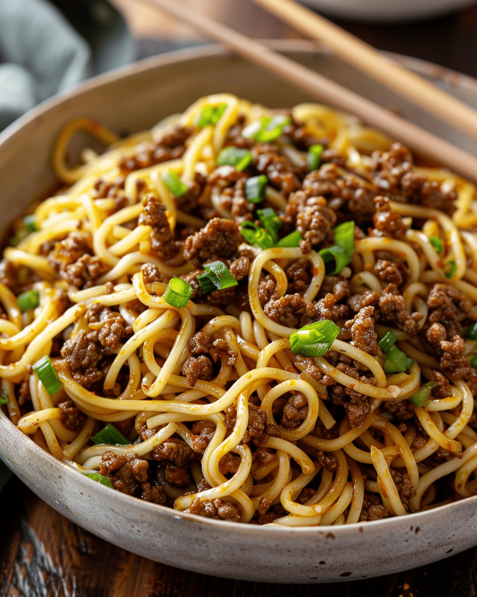 Mongolian Ground Beef Noodles