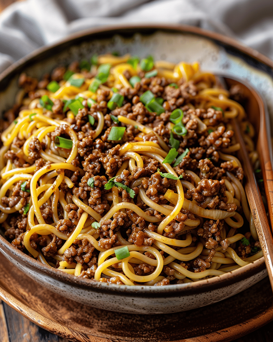 Mongolian Ground Beef Noodles