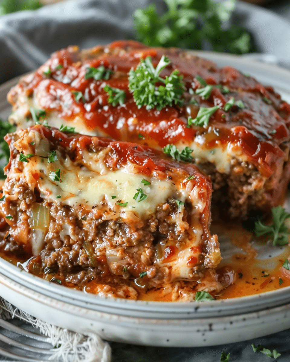 Mozzarella Stuffed Crockpot Meatloaf