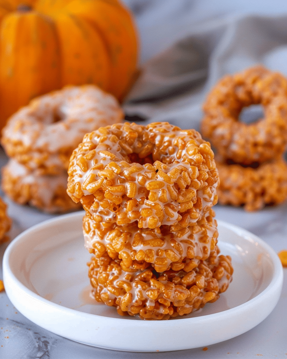 Pumpkin Rice Krispie Donuts