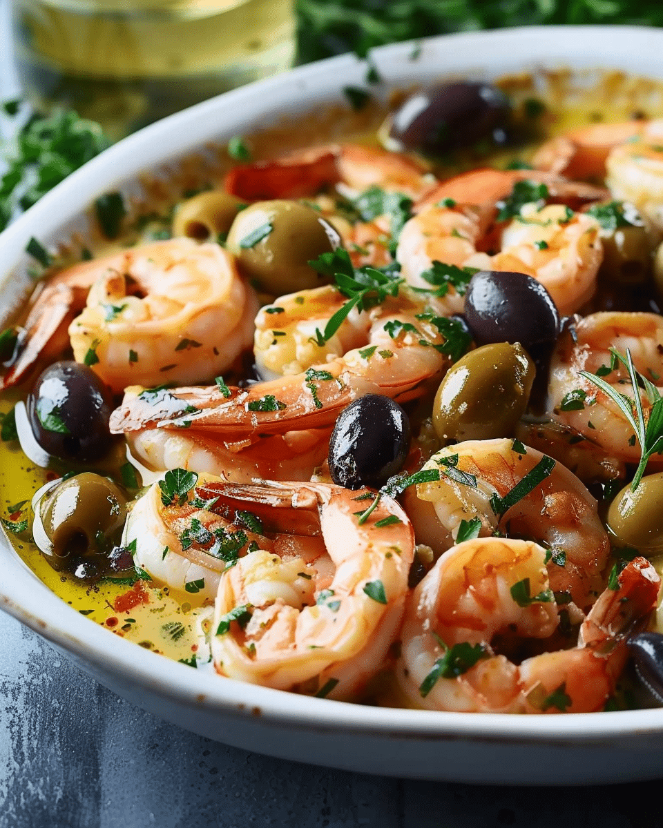 Shrimp in Lemon Sauce with Olives
