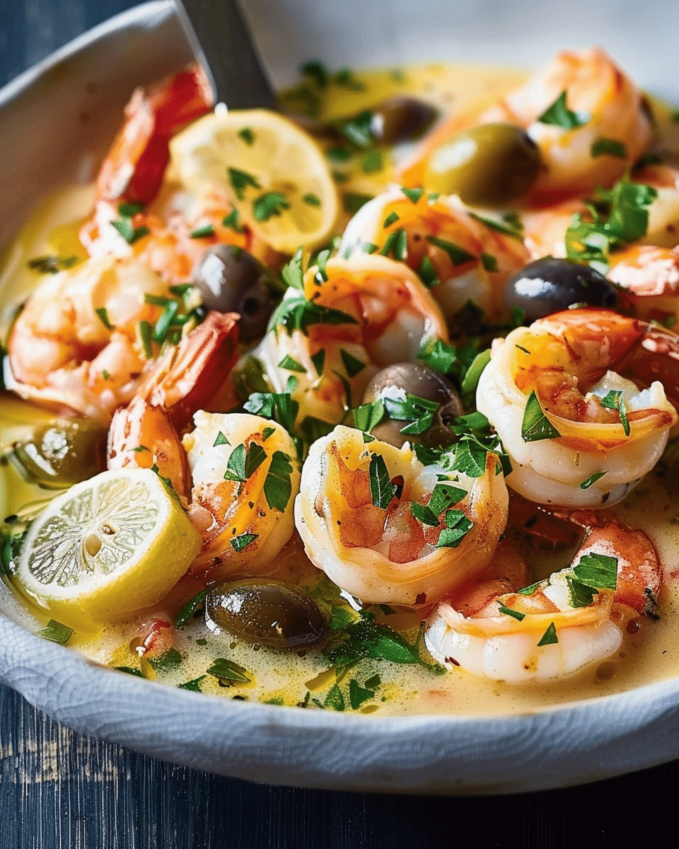 Shrimp in Lemon Sauce with Olives