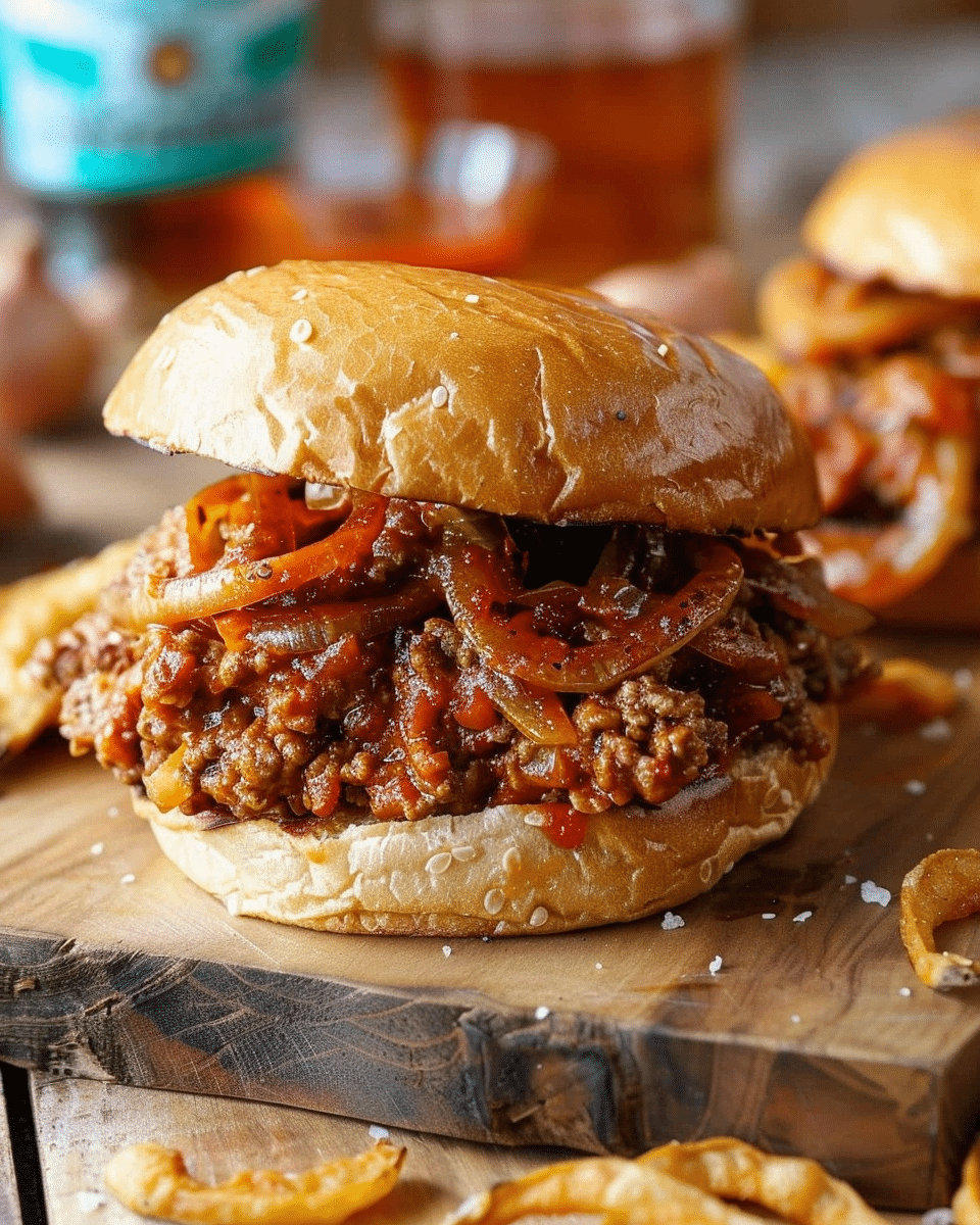 Sloppy Joes with Spicy Crispy Onions