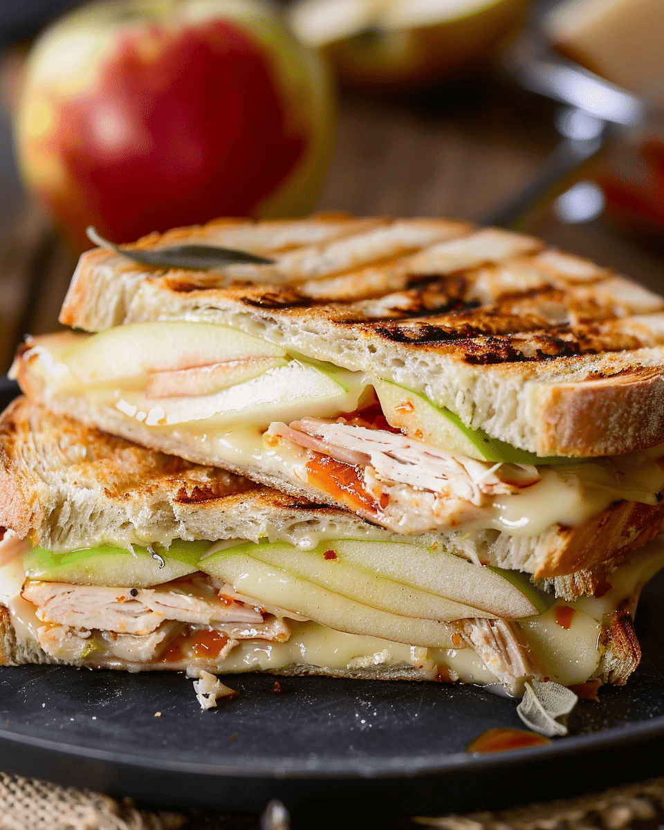 Turkey, Apple & Cheese Panini with Hot Pepper Jelly