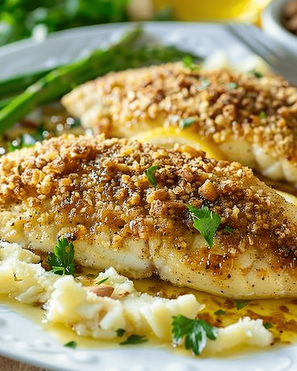 Almond-Crusted Honey Dijon Tilapia with Creamy Polenta