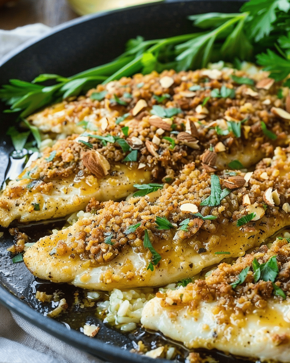 Almond-Crusted Honey Dijon Tilapia with Creamy Polenta