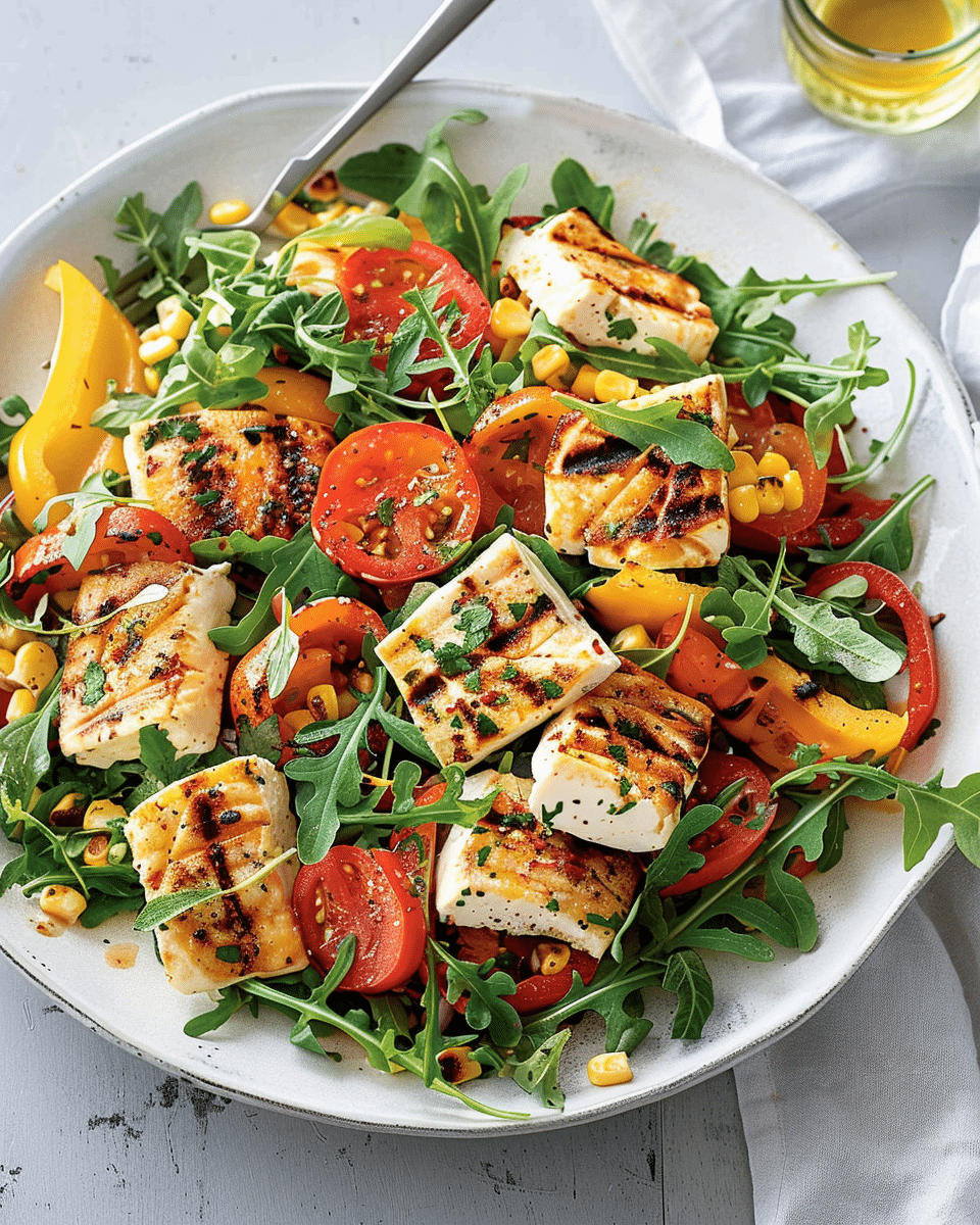 BBQ Haloumi, Corn and Capsicum Salad