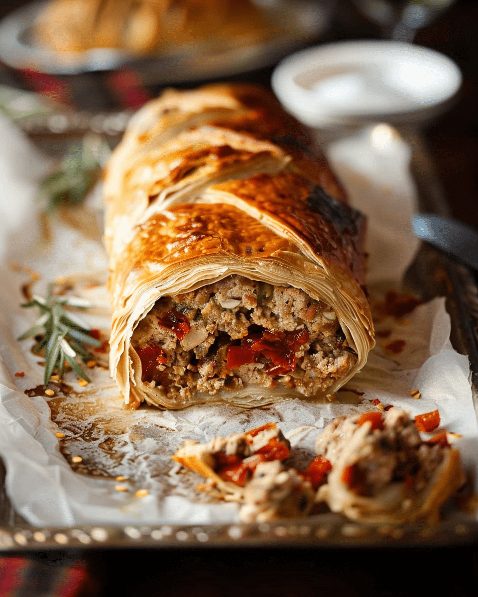 Chicken Meatloaf Wellington with Sun Dried Tomatoes