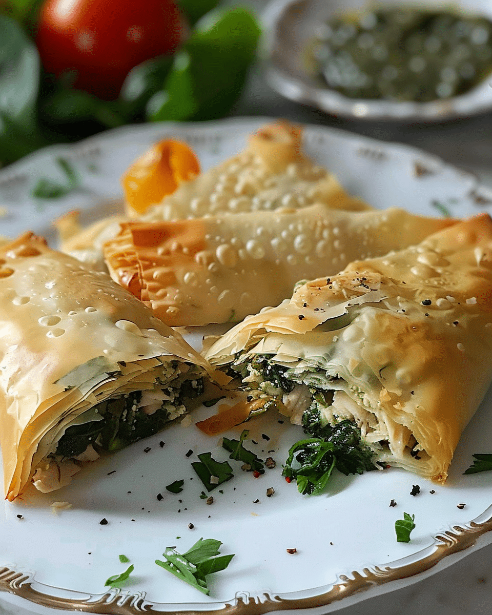 Chicken, Spinach and Feta Filo Parcels