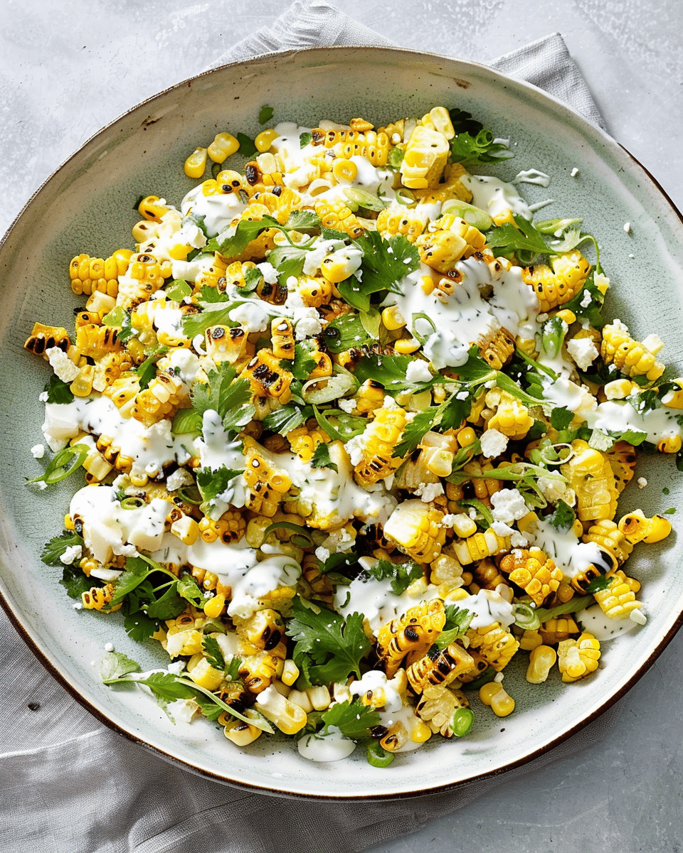 Curtis Stone’s Charred Corn Salad with Fetta-Coriander Crema