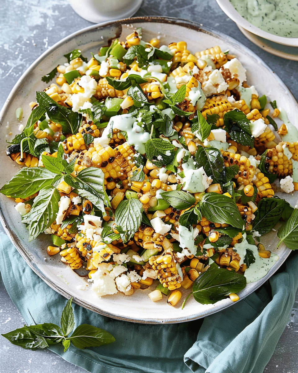 Curtis Stone’s Charred Corn Salad with Fetta-Coriander Crema