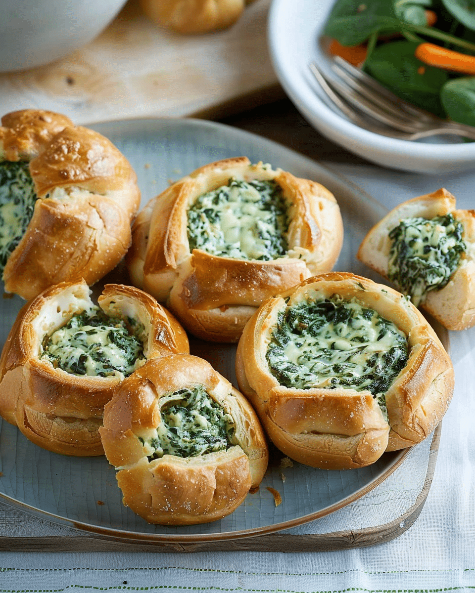 Miniature Spinach and Cream Cheese Cob Loaf Dips