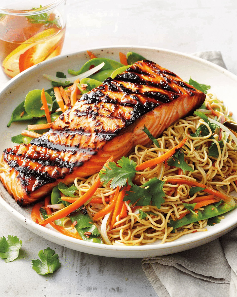 Miso-Grilled Salmon with Ramen Noodle Salad