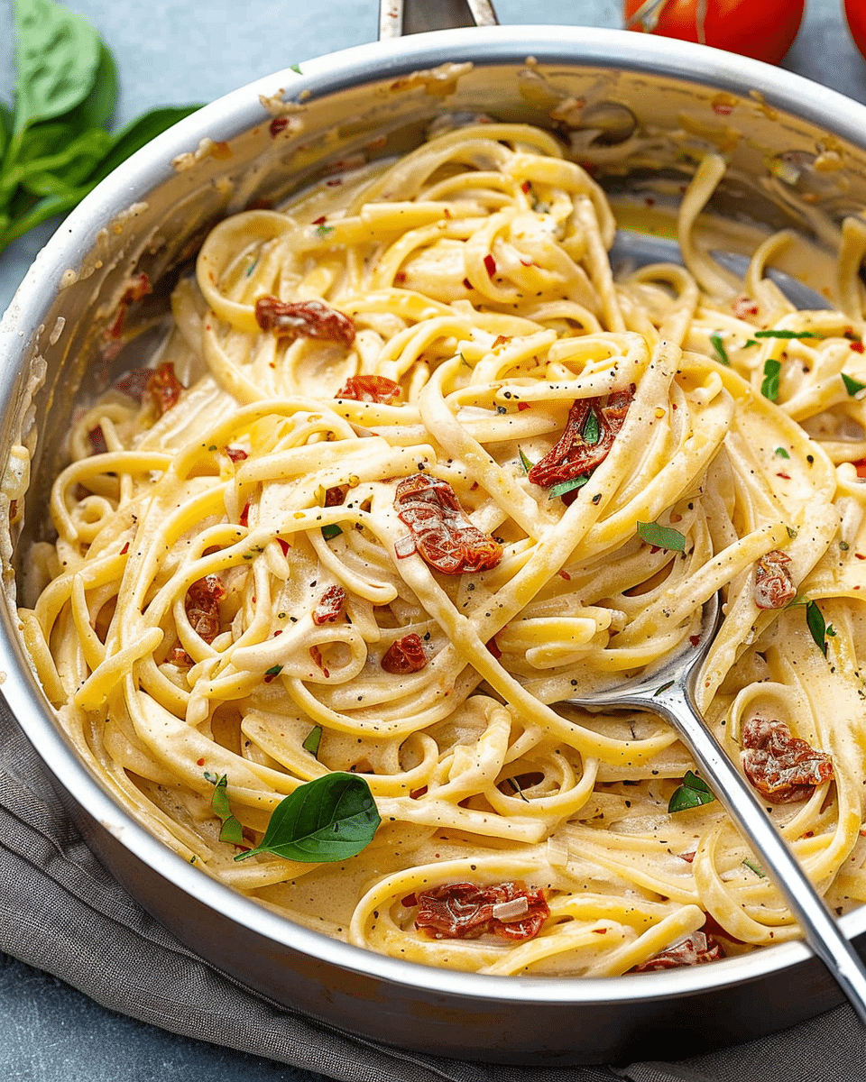 One Pot Creamy Sun Dried Tomato Pasta