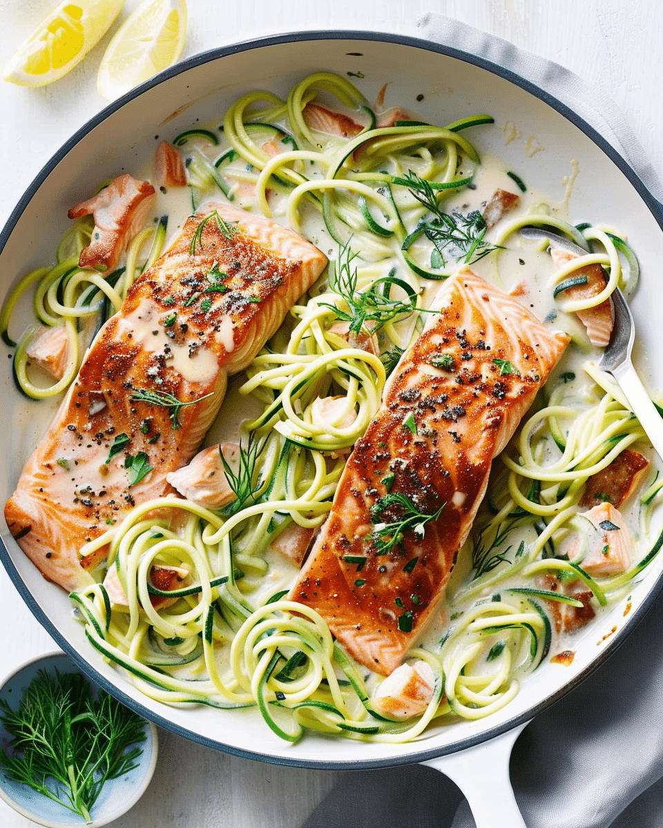 One-Pan Creamy Salmon with Zoodles