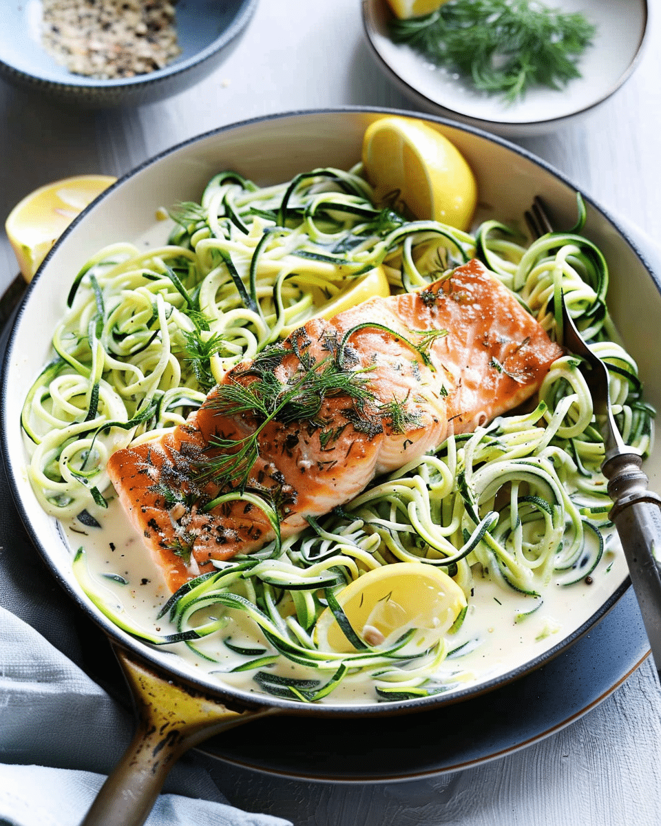 One-Pan Creamy Salmon with Zoodles