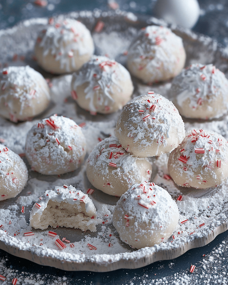 Peppermint Snowball Cookies