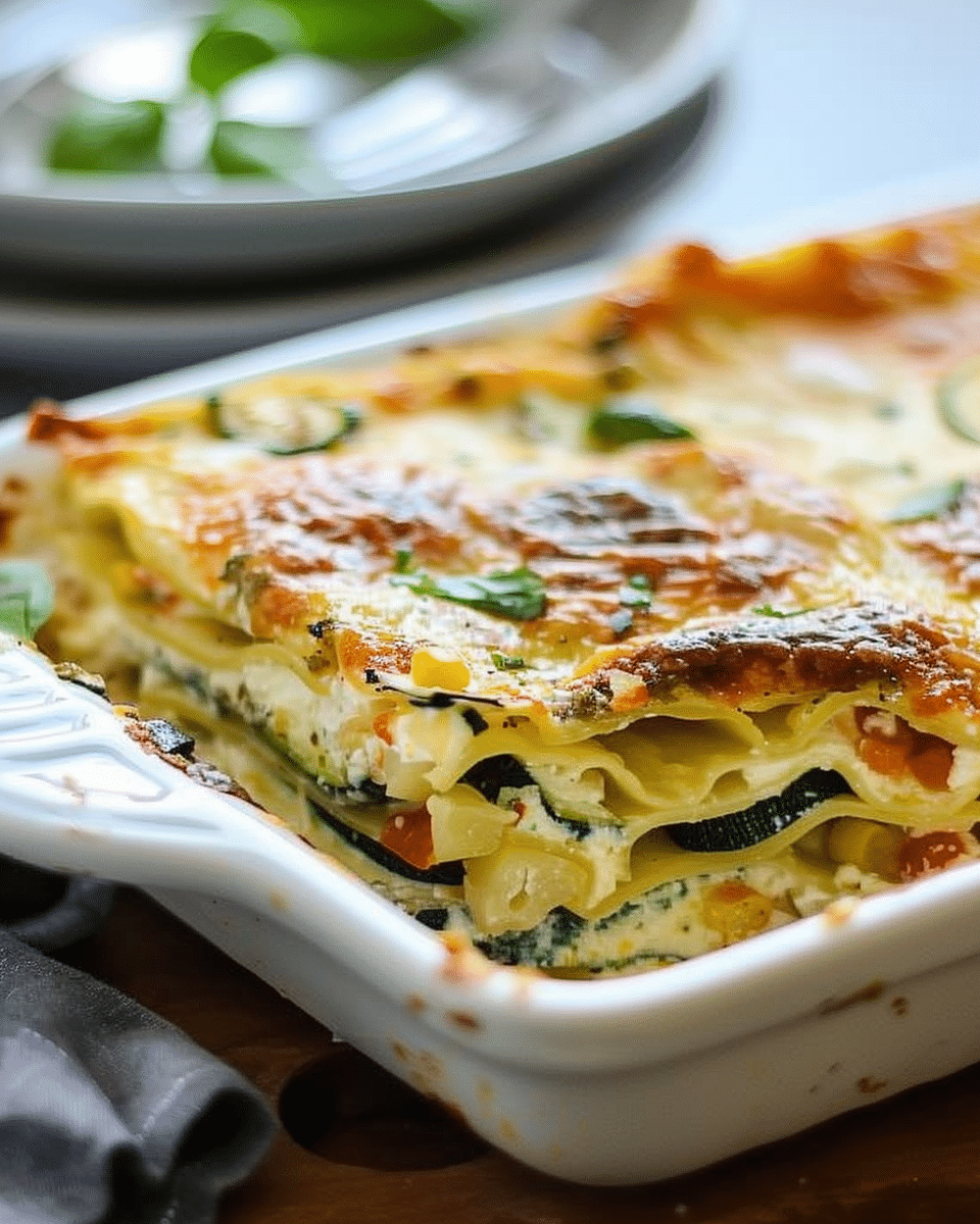 Poblano, Corn, and Zucchini Lasagna