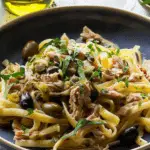 Spaccatelle Pasta with Tuna, Artichokes, Olives, and Capers