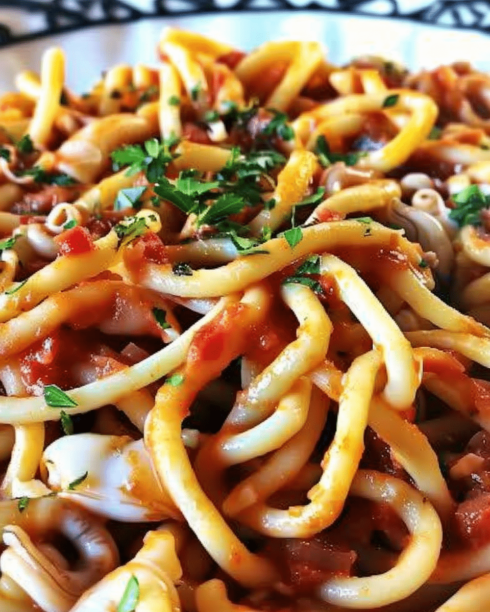 Strozzapreti Pasta with Squid and Tomato Recipe