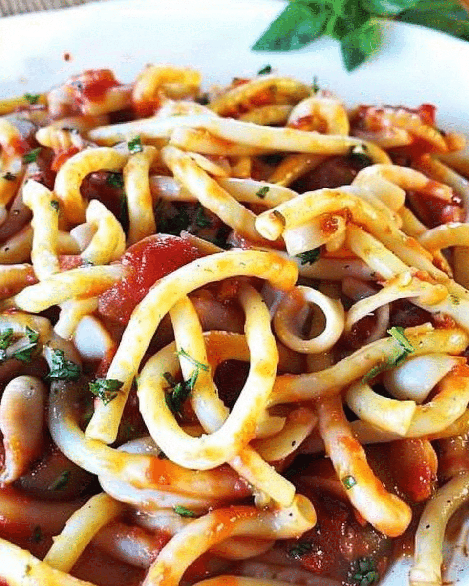 Strozzapreti Pasta with Squid and Tomato Recipe