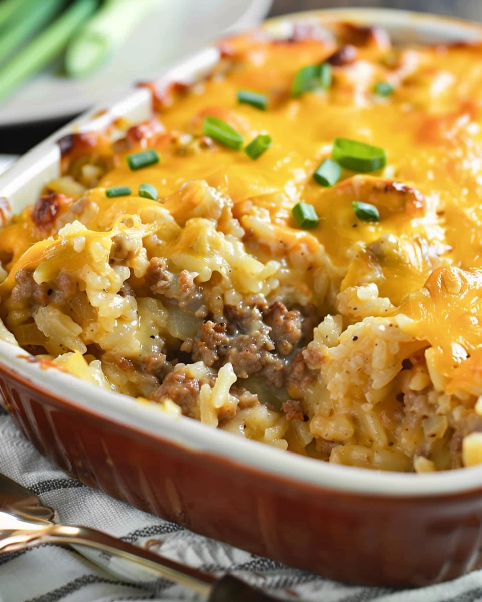 Cheesy Ground Beef and Rice Casserole
