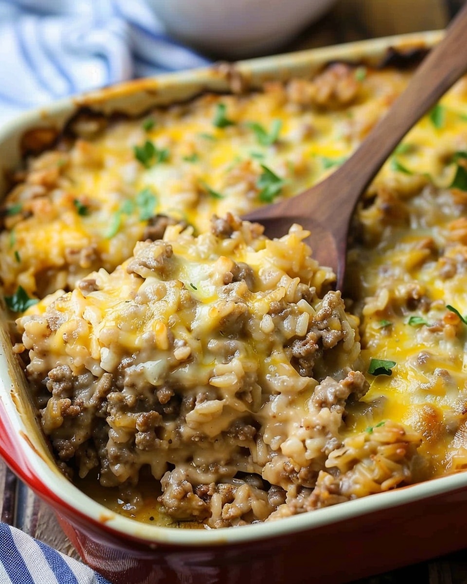 Cheesy Ground Beef and Rice Casserole