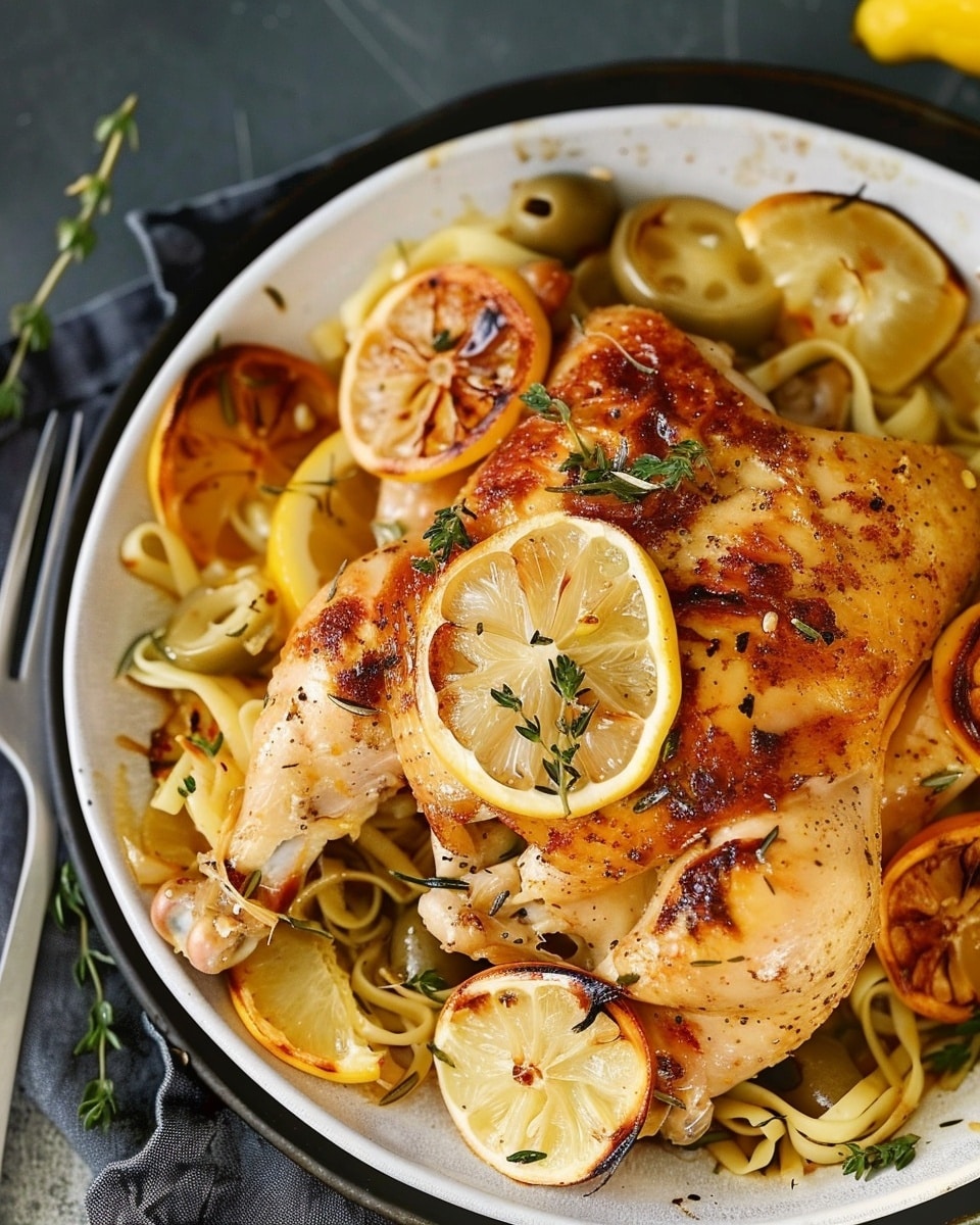 Roasted Lemon Chicken in a Caper and Olive Butter Sauce