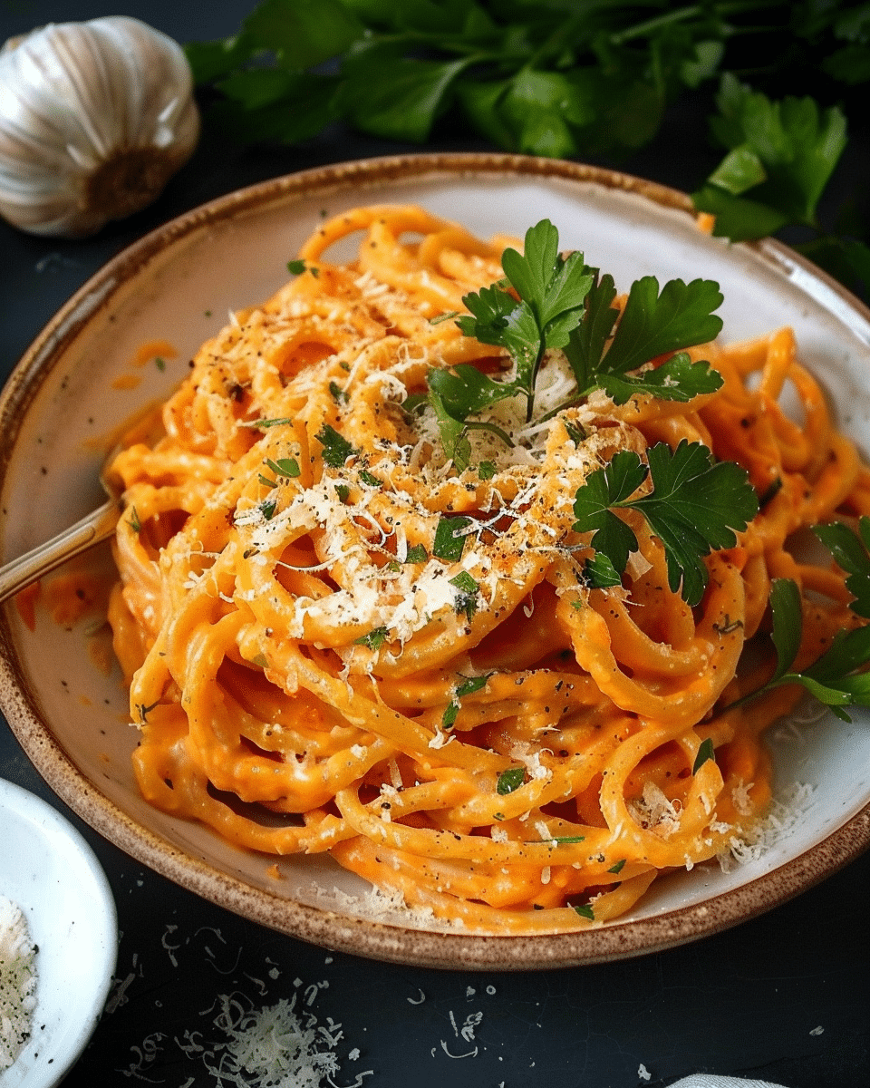 Roasted Red Pepper and Goat Cheese Alfredo