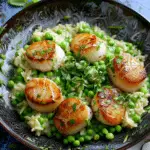 Spring Pea Orzotto with Pan-Seared Scallops