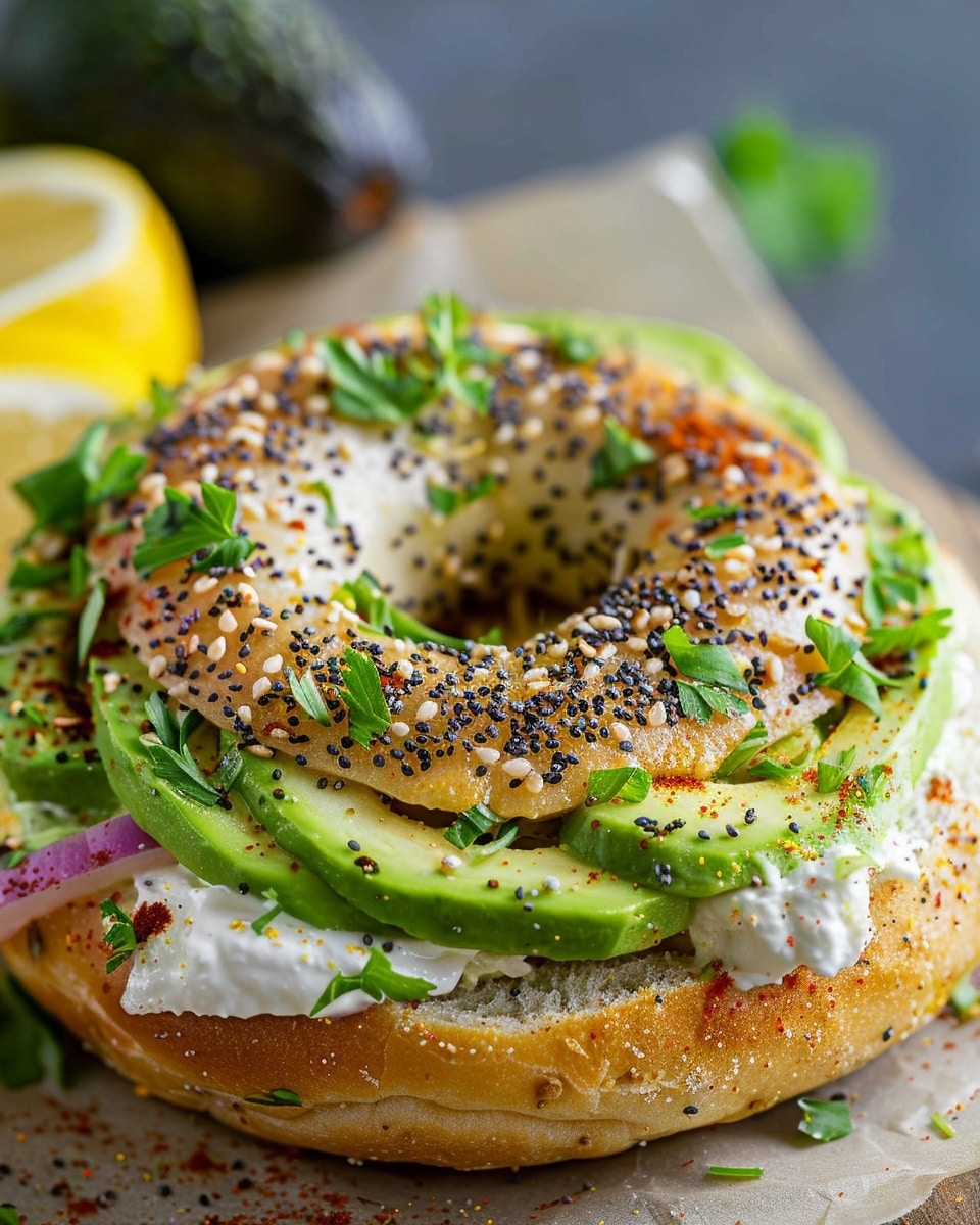 Avocado Lemon Pepper Garlic Bagel