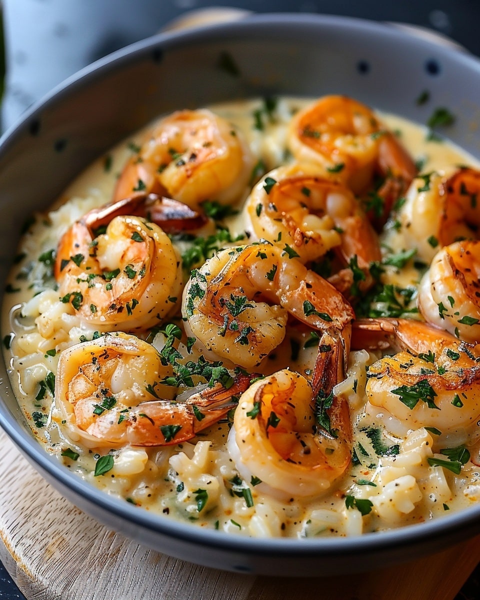 Creamy Garlic Shrimp with Rice