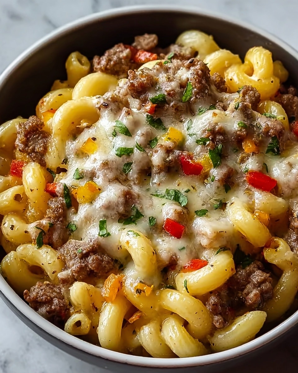 Easy High-Protein Philly Cheesesteak Mac