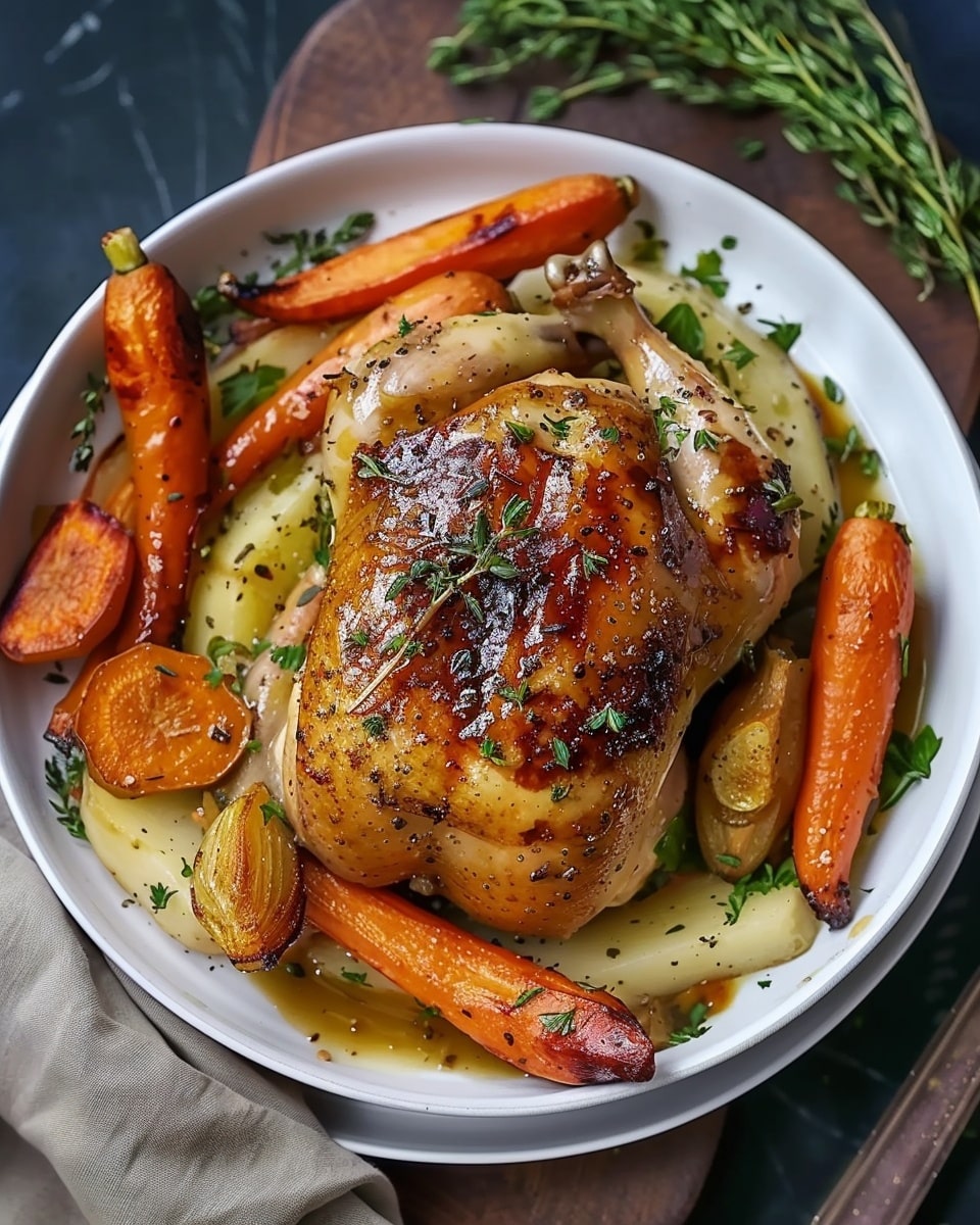 Garlic-Roasted Chicken with Carrots and Parsnips
