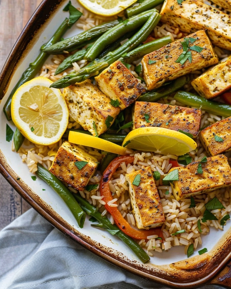Lemon Pepper Tofu Sheet Pan Meal