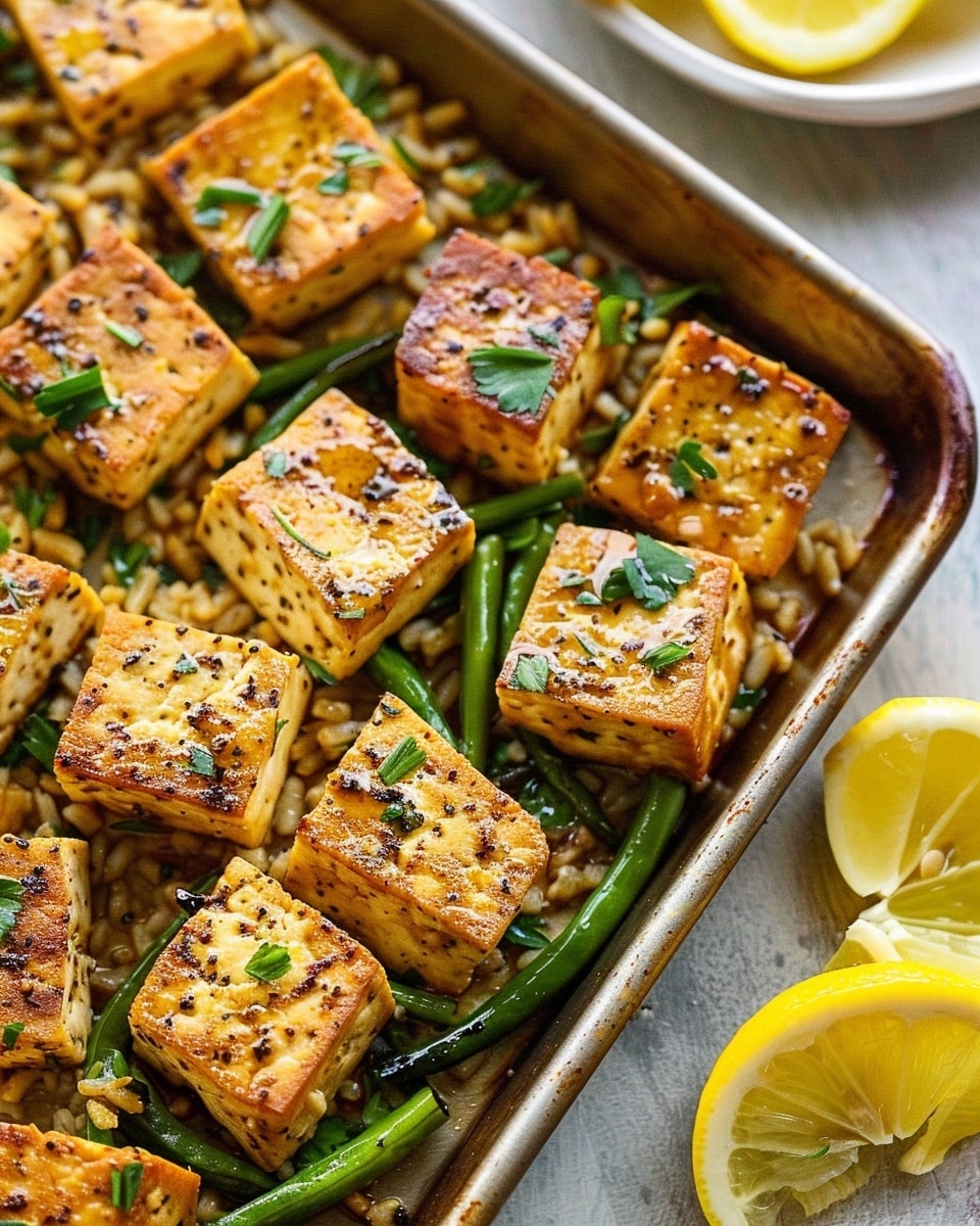 Lemon Pepper Tofu Sheet Pan Meal