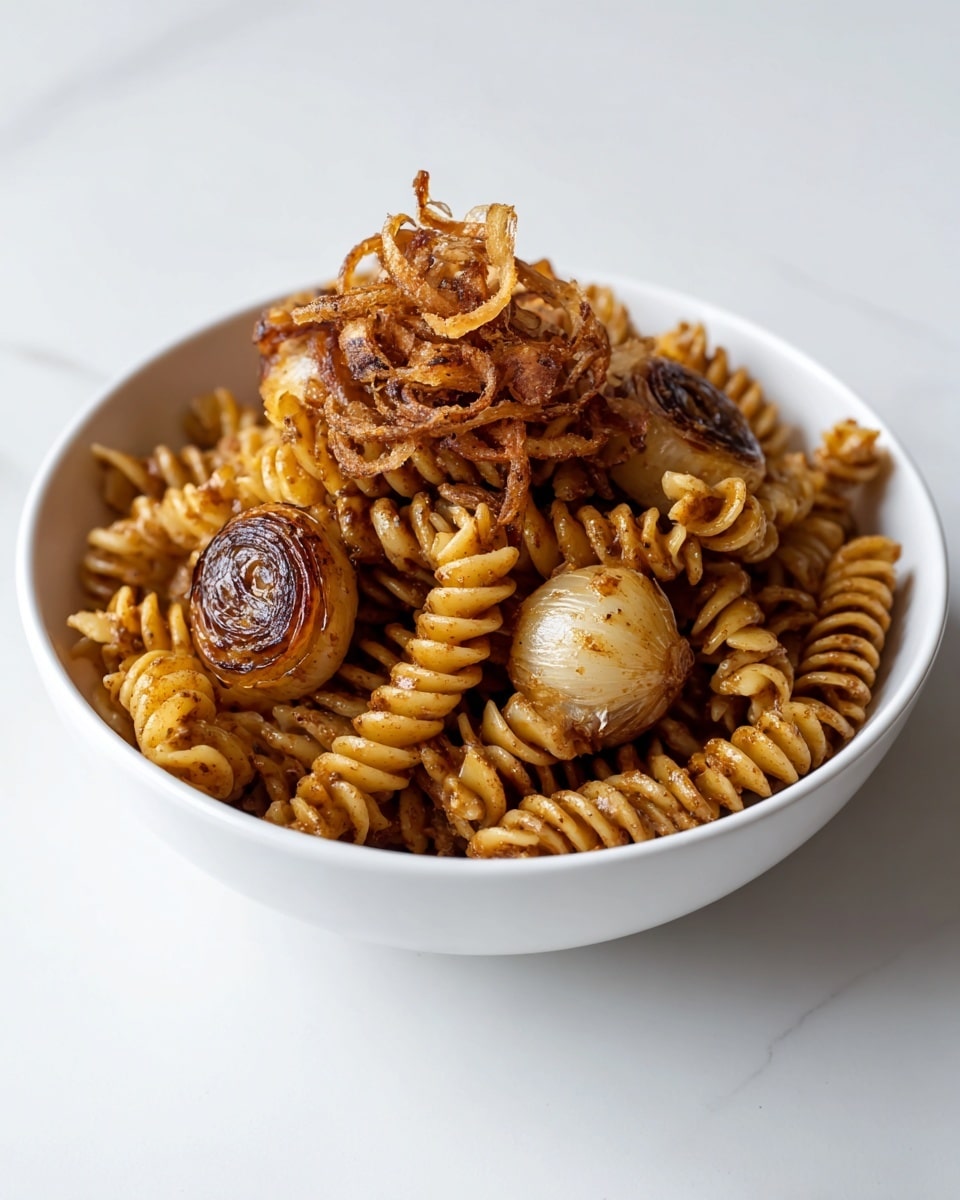 Brown Butter Miso & Roasted Garlic Radiatori with Crispy Shallots