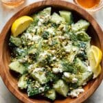 Smashed Cucumber Salad with Feta-Dill Dressing and Pistachios